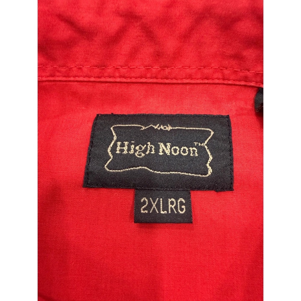 High Noon Mens 2XL Red Western Pearl Snap Short Sleeve Star Embroidered Shirt - Picture 4 of 9